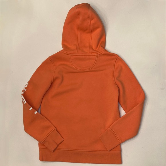 Carhartt Relaxed Fit Hoodie Womens XS 0-2 Orange Kangaroo Pocket Pullover Logo - Picture 2 of 12